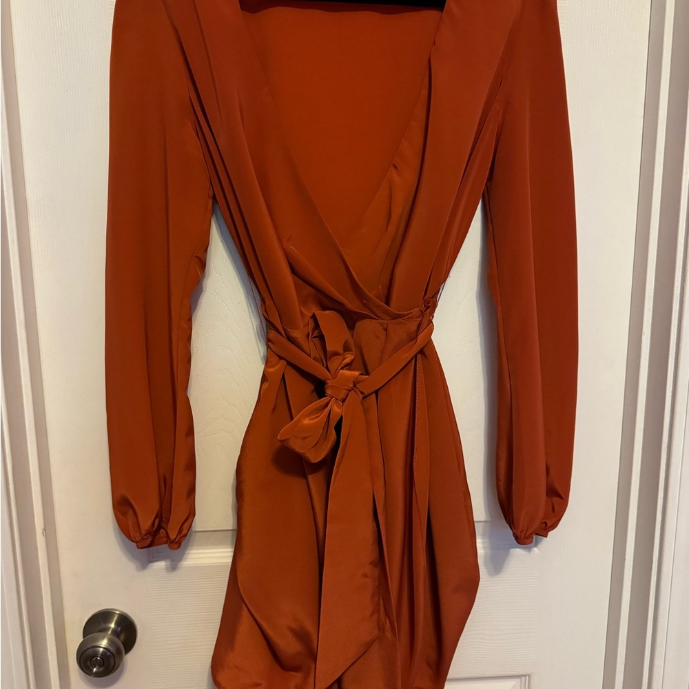 Rust Orange Wrap Dress
